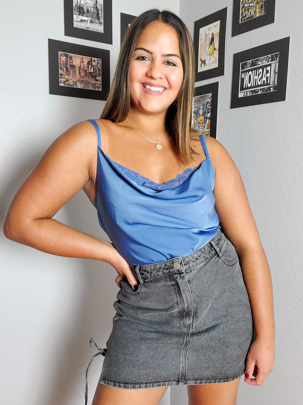 Washed Black Denim Skirt