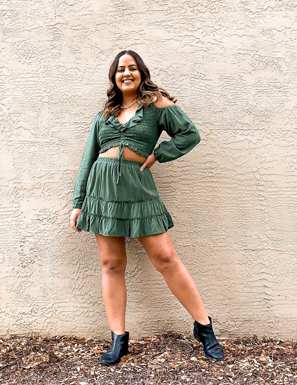 Ruffle Green Skirt